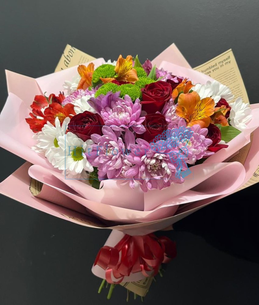 Букет цветов Сладкий сон Букет цветов из: Розы, Альстромерии и Хризантемы